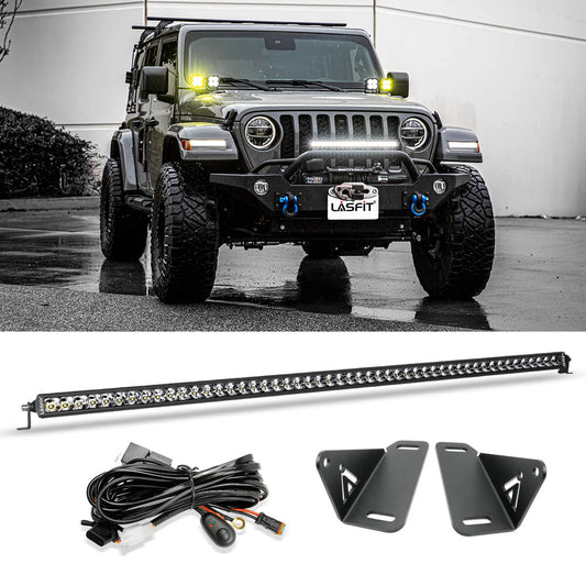 52" Light Bar Hood Mount Kit For 2018-2026 Jeep Wrangler JL Gladiator JT | LASFIT