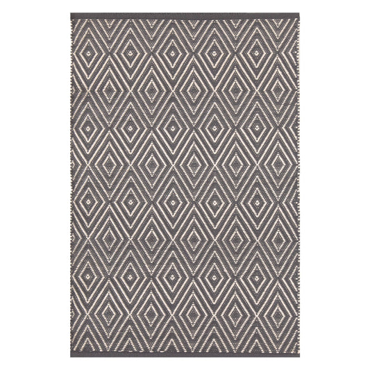 Diamond Handwoven Indoor/Outdoor Rug | Graphite/Ivory