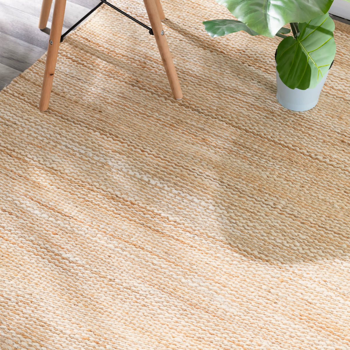 Striped Handwoven Jute Rug | Ivory/Natural