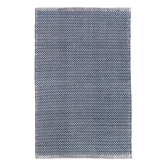 Herringbone Handwoven Indoor/Outdoor Rug | Indigo/White