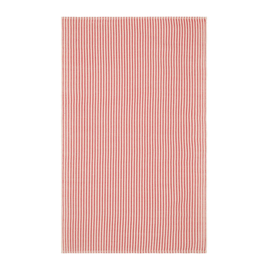 Pinstripe Handwoven Indoor/Outdoor Rug | Red/Ivory
