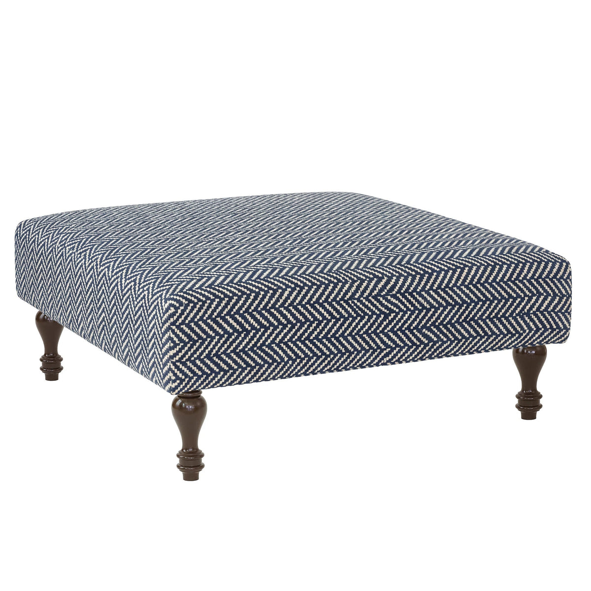 Herringbone Rug Ottoman | Indigo
