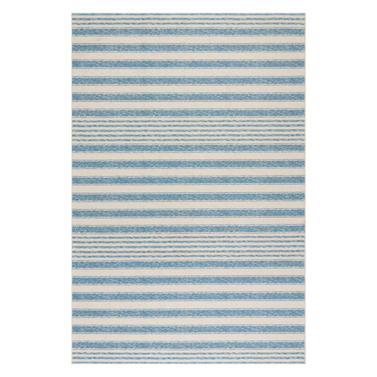 Vion Coastal Striped Machine Washable Rug | Blue