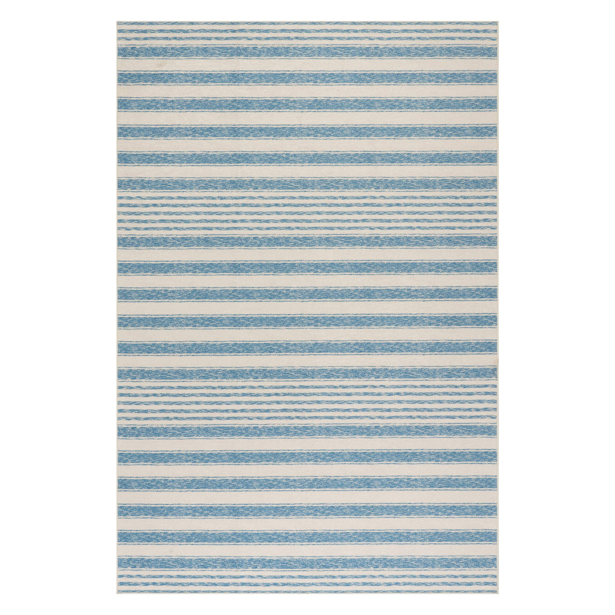 Vion Coastal Striped Machine Washable Rug | Blue
