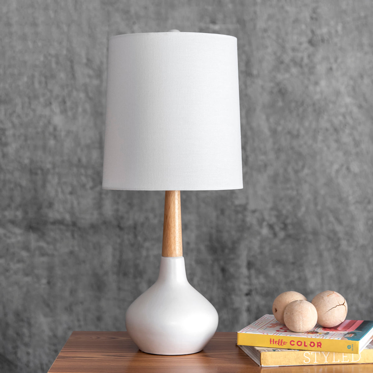 25-inch Kayla Ogee Ceramic Vase Table Lamp | White