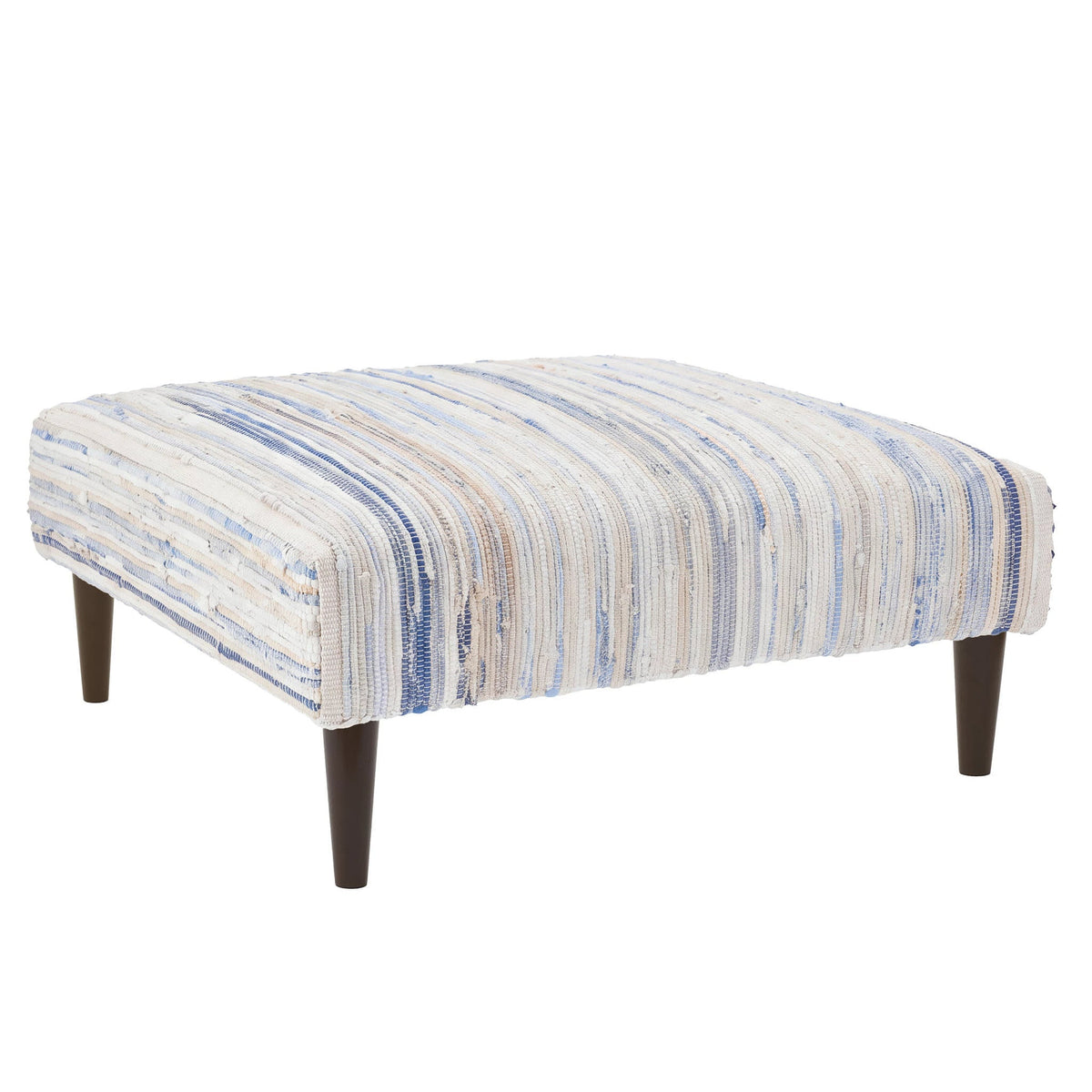 Denim Rag Rug Ottoman | Blue