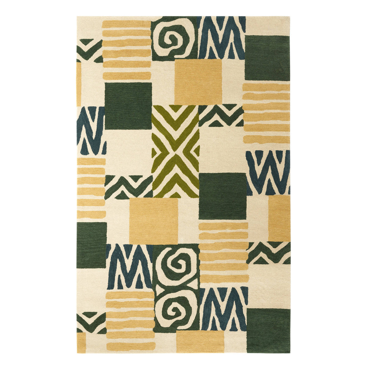 Patchwork Hand Tufted Wool Rug | Green