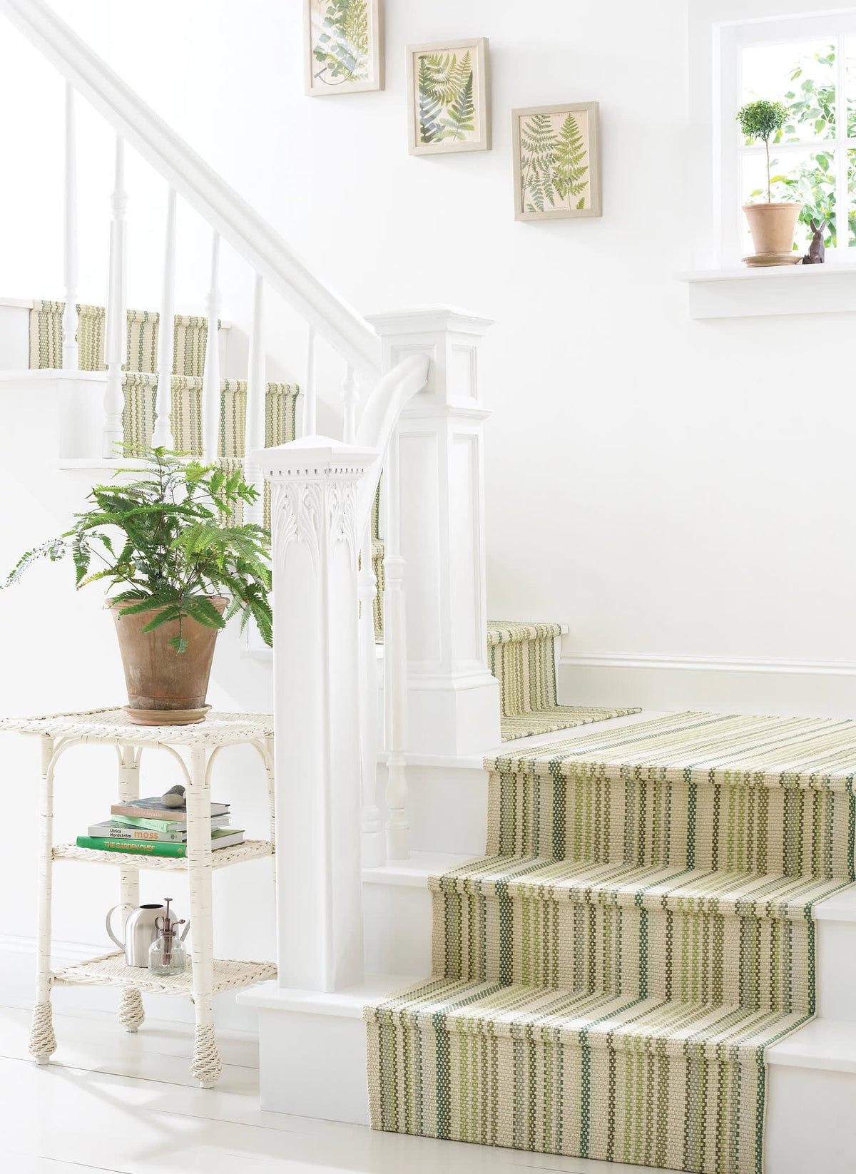 Oslo Stripe Handwoven Cotton Rug | Green