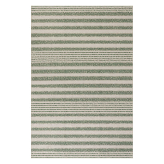 Vion Coastal Striped Machine Washable Rug | Green