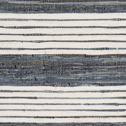 Diora Denim Bohemian Striped Rug Swatch | White