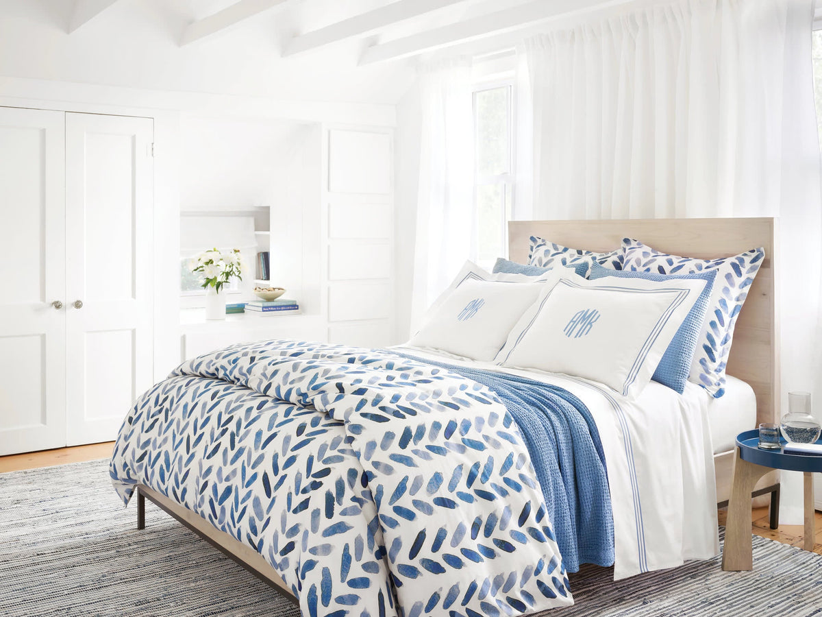 Blue Brush Sham | White/Blue