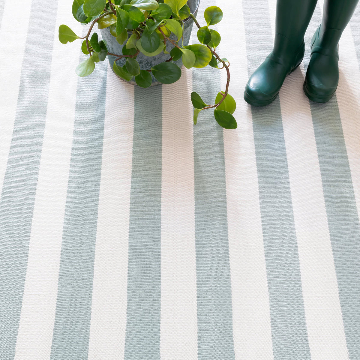 Catamaran Stripe Handwoven Indoor/Outdoor Rug | Light Blue/Ivory