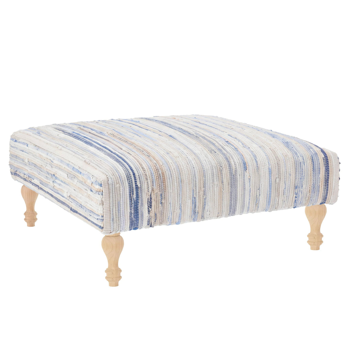 Denim Rag Rug Ottoman | Blue