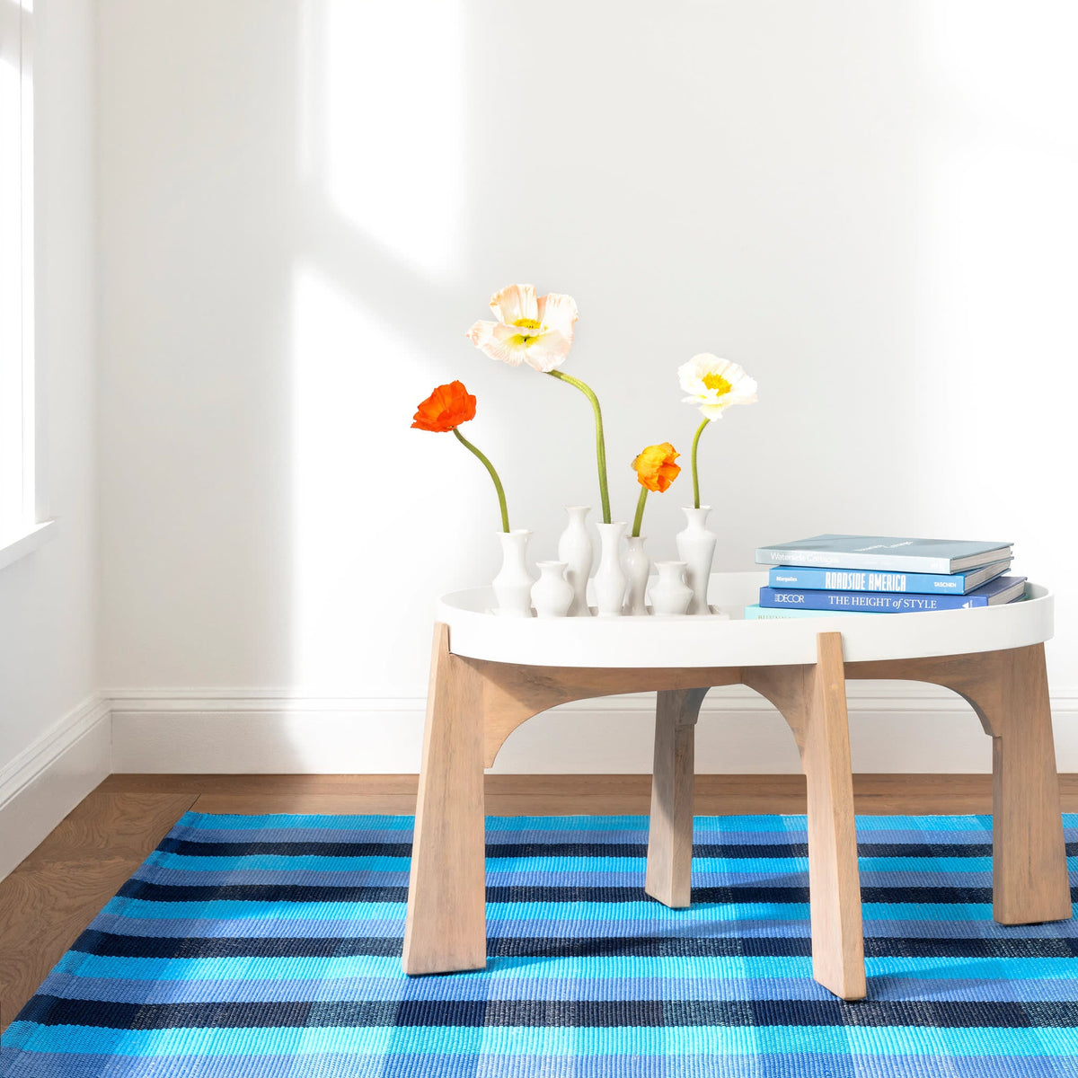 Happy Plaid Handwoven Indoor/Outdoor Rug | Blue