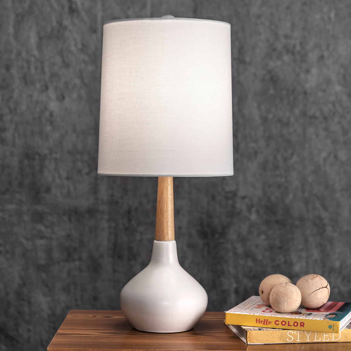 25-inch Kayla Ogee Ceramic Vase Table Lamp | White