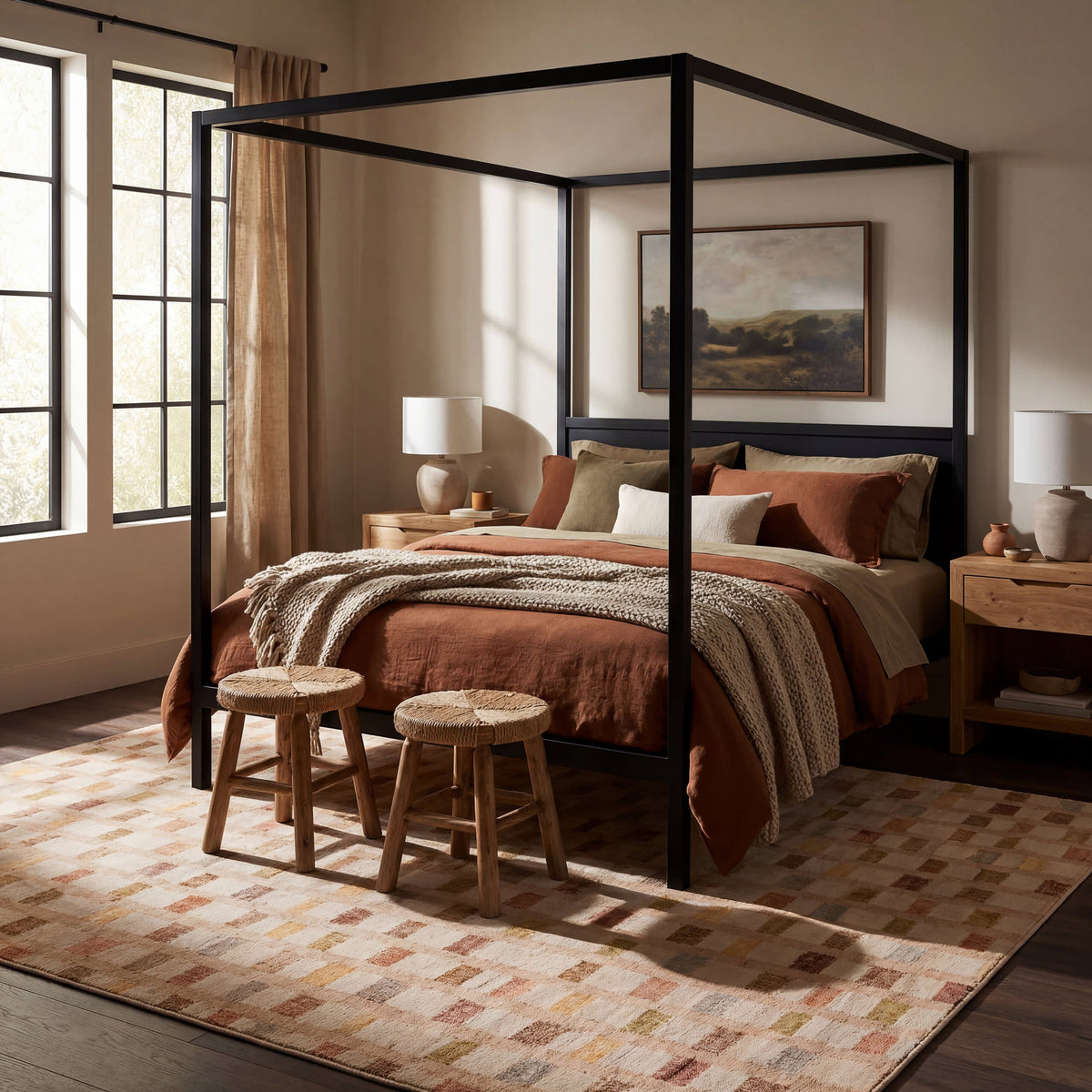 Virey Bohemian Geometric Washable Rug | Multicolor