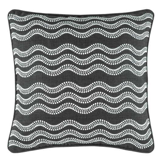 Scout Embroidered Indoor/Outdoor Decorative Pillow Cover | Black
