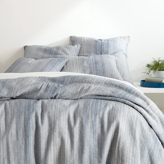 Sterling Stripe Linen Duvet Cover | Blue