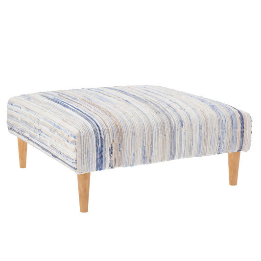 Denim Rag Rug Ottoman | Blue
