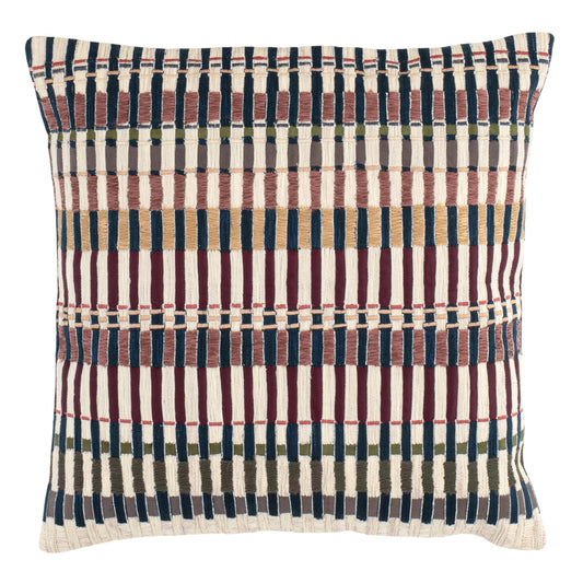 Folk Stripe Embroidered Decorative Pillow Cover | Multi