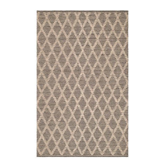 Textured Diamond Handwoven Cotton Rug | Blue/Ivory