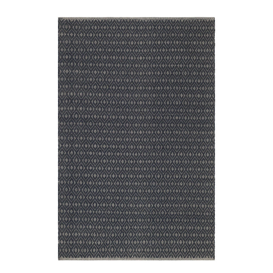 Optic Diamond Handwoven Cotton Rug | Navy/Ivory