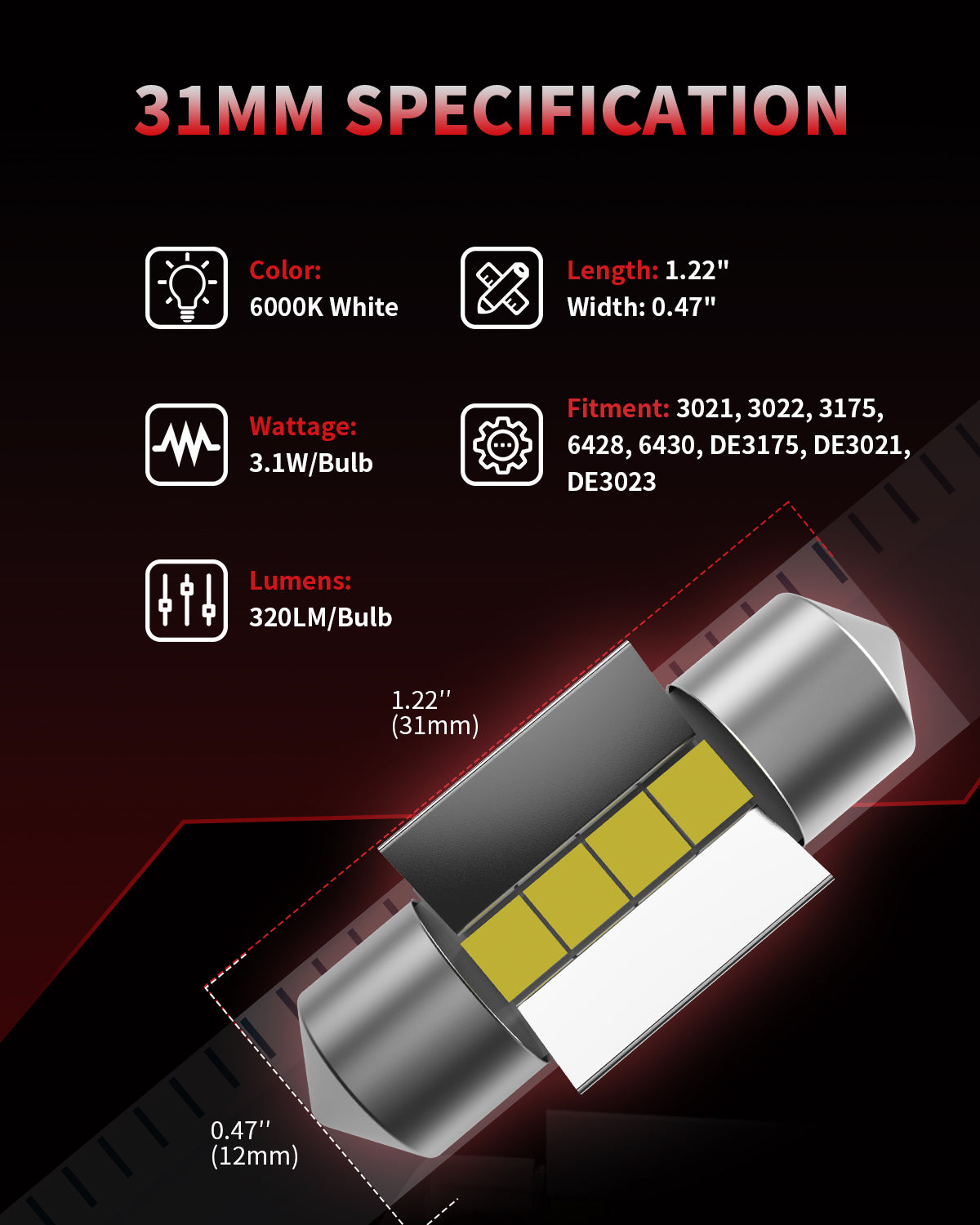 Fit for 2011-2014 Hyundai Sonata The Brightest LED Bulbs Upgrade