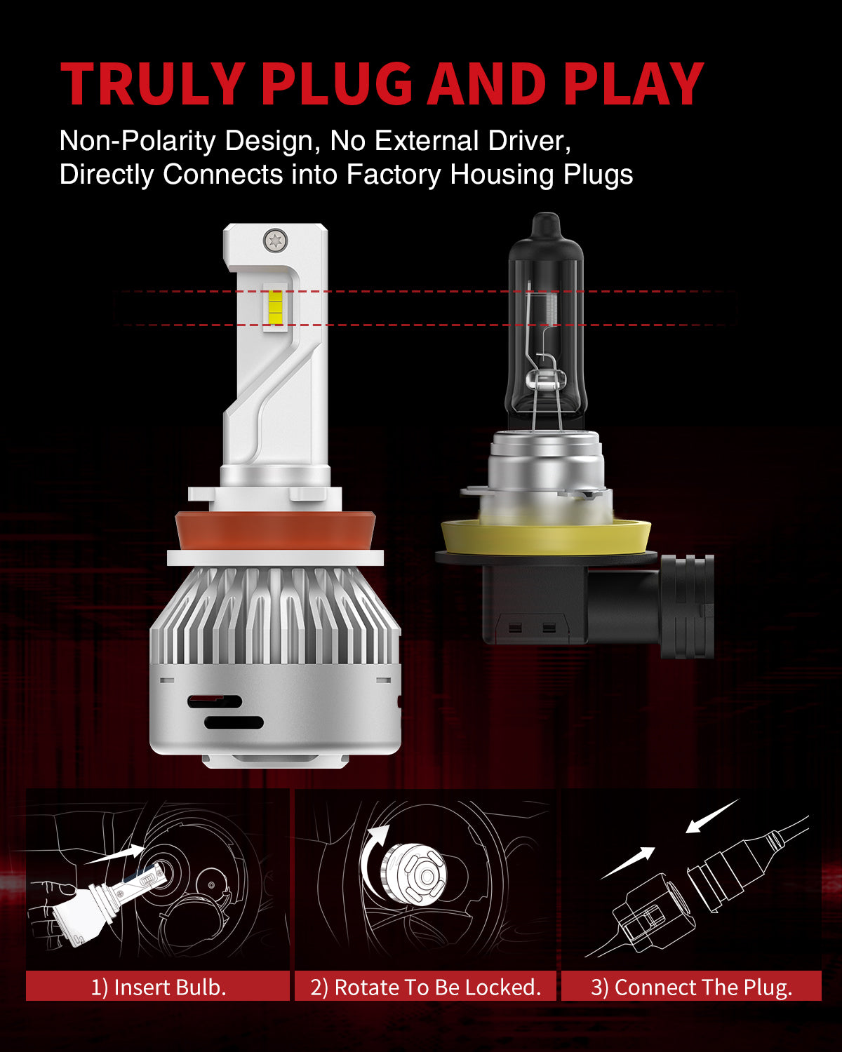 Fit for 2011-2014 Hyundai Sonata The Brightest LED Bulbs Upgrade