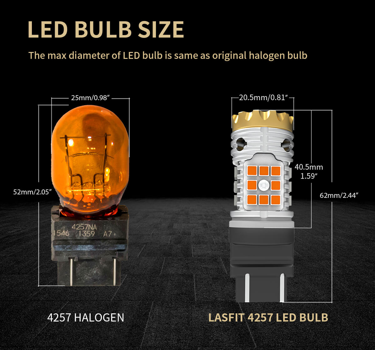 4257 4257NA CANBUS Error Free LED Turn Signal Light Anti Hyper Flash | Amber Yellow, 2 Bulbs