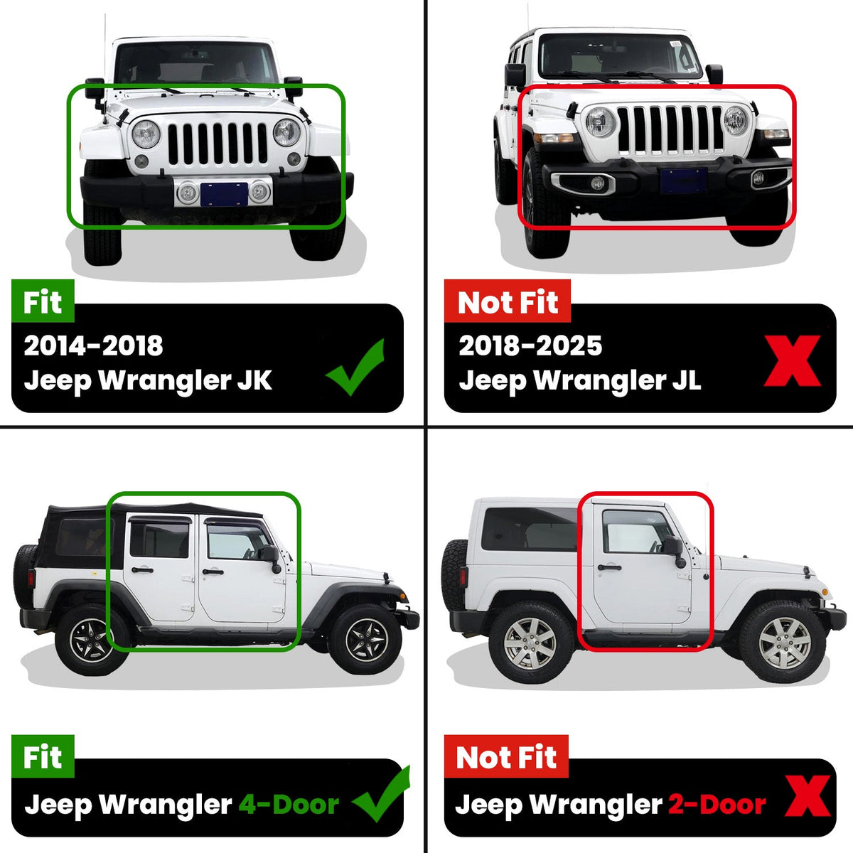 Fit for 2014-2018 Jeep Wrangler JK Floor Mats or Cargo Mat, For 4 Doors Only