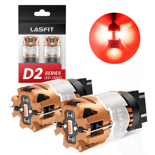Red 4257 CanBus-Ready Rear Turn Signal Light Brake Light Tail Light LED Bulbs | D2 Series