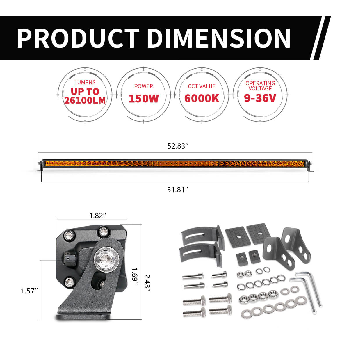 52" Light Bar Hood Mount Kit For 2018-2026 Jeep Wrangler JL Gladiator JT | LASFIT