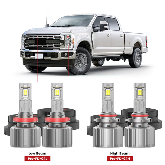 Fit for 2023-2026 Ford F-250 F-350 F-450 XL XLT Custom H11 9005 LED Bulbs w/ Dust Cover