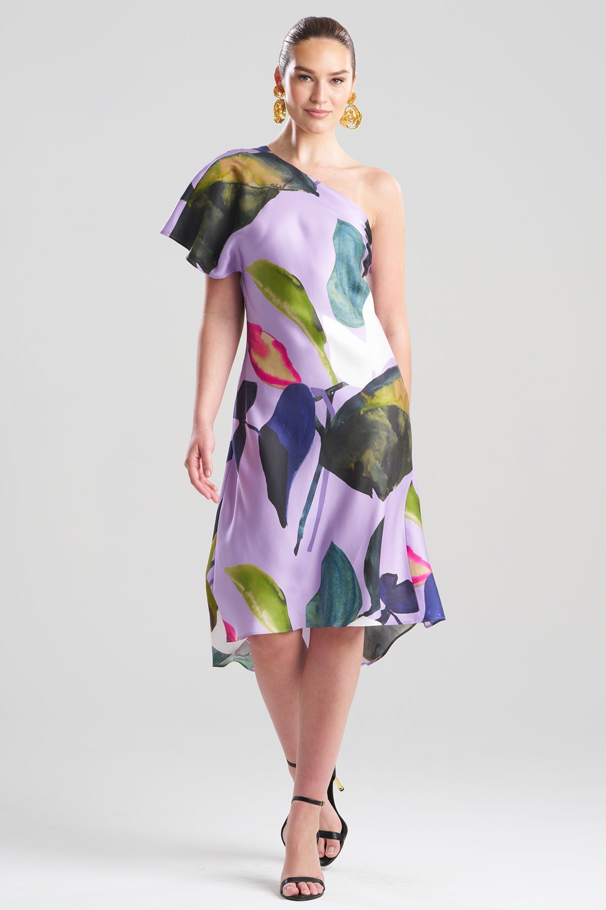 Yoru Silk Twill One Shoulder Dress
