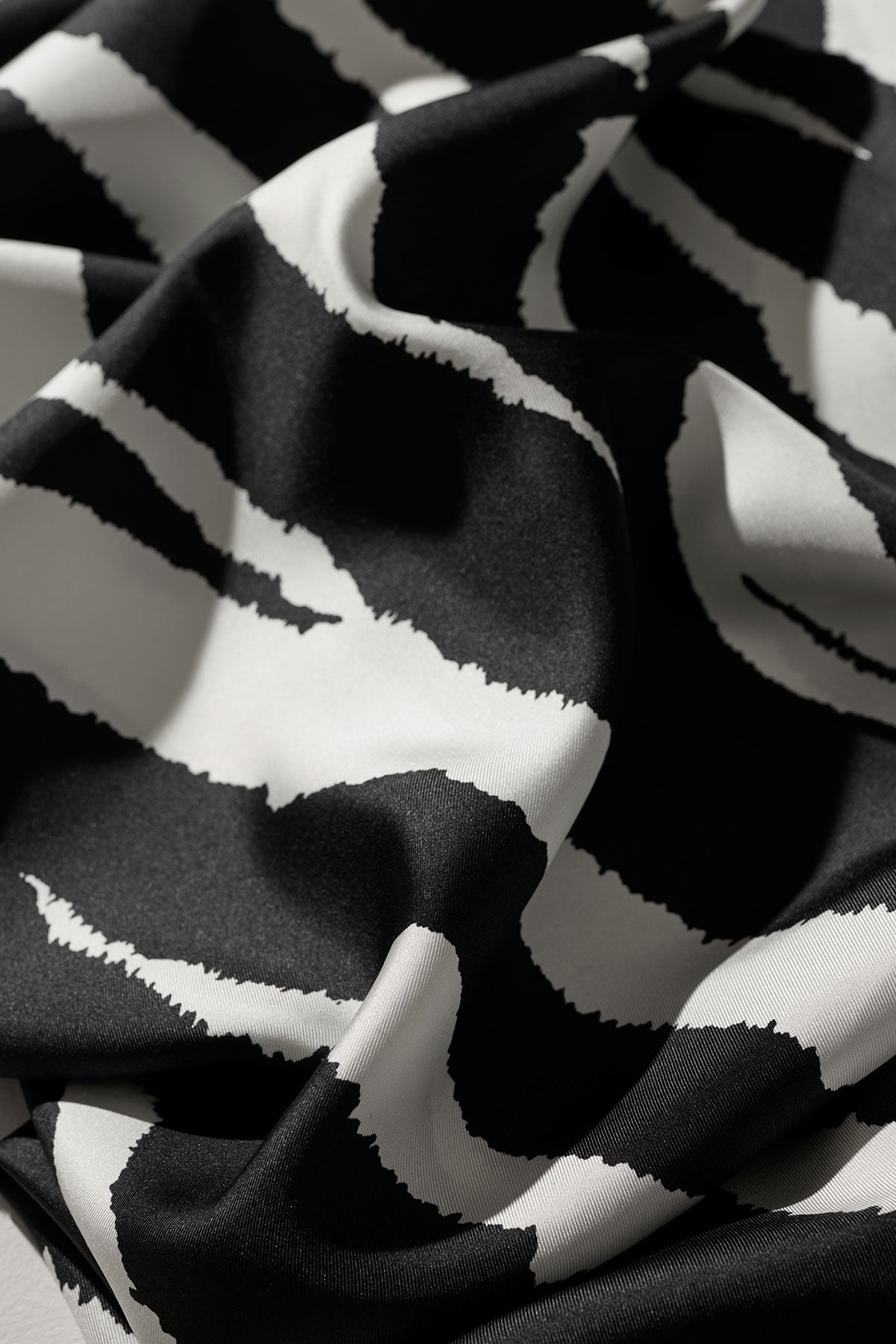Zebra Silk Twill One Shoulder Top