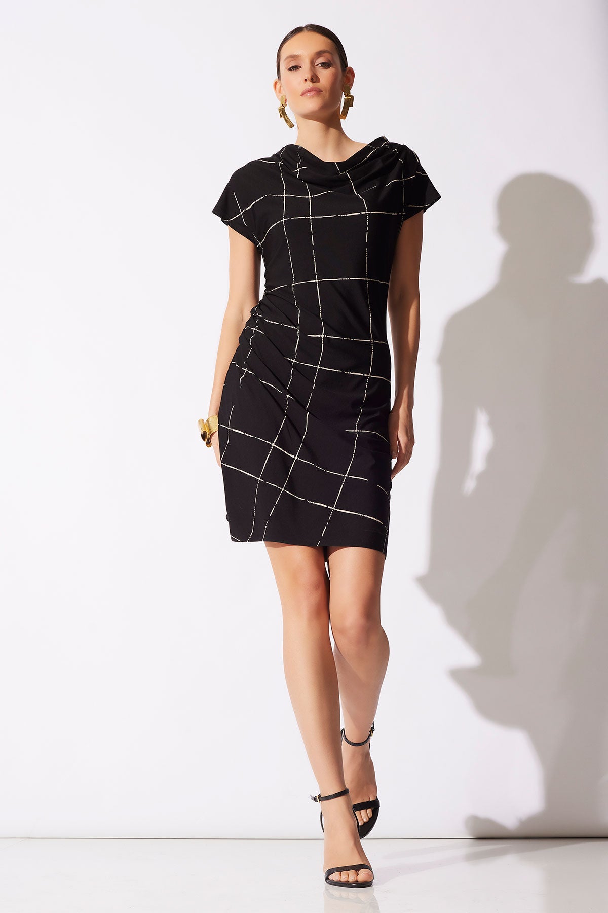 Zia Crepe Knit Asymmetric Drape Dress