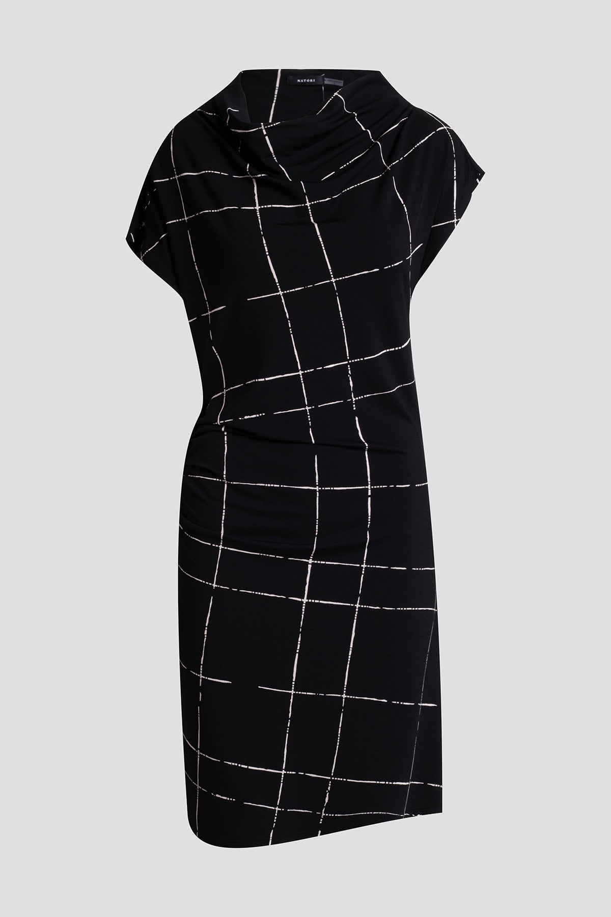Zia Crepe Knit Asymmetric Drape Dress