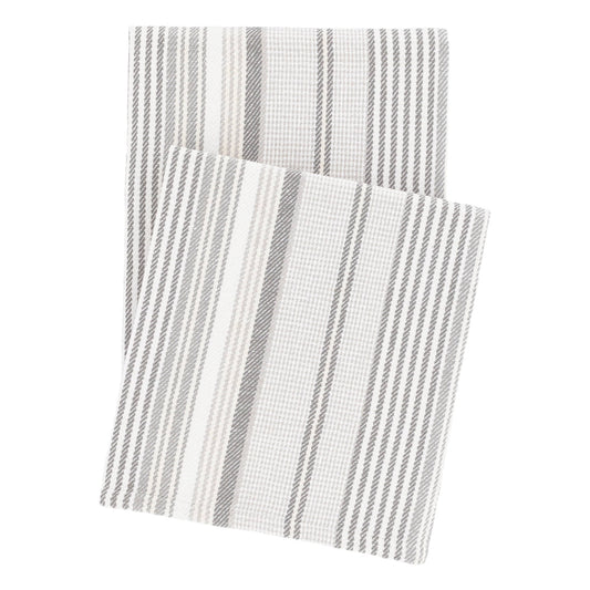 Gradation Ticking Woven Cotton Throw | Grey