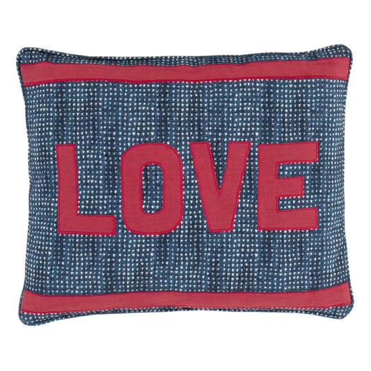 Love Resist Applique Decorative Pillow Cover | Indigo