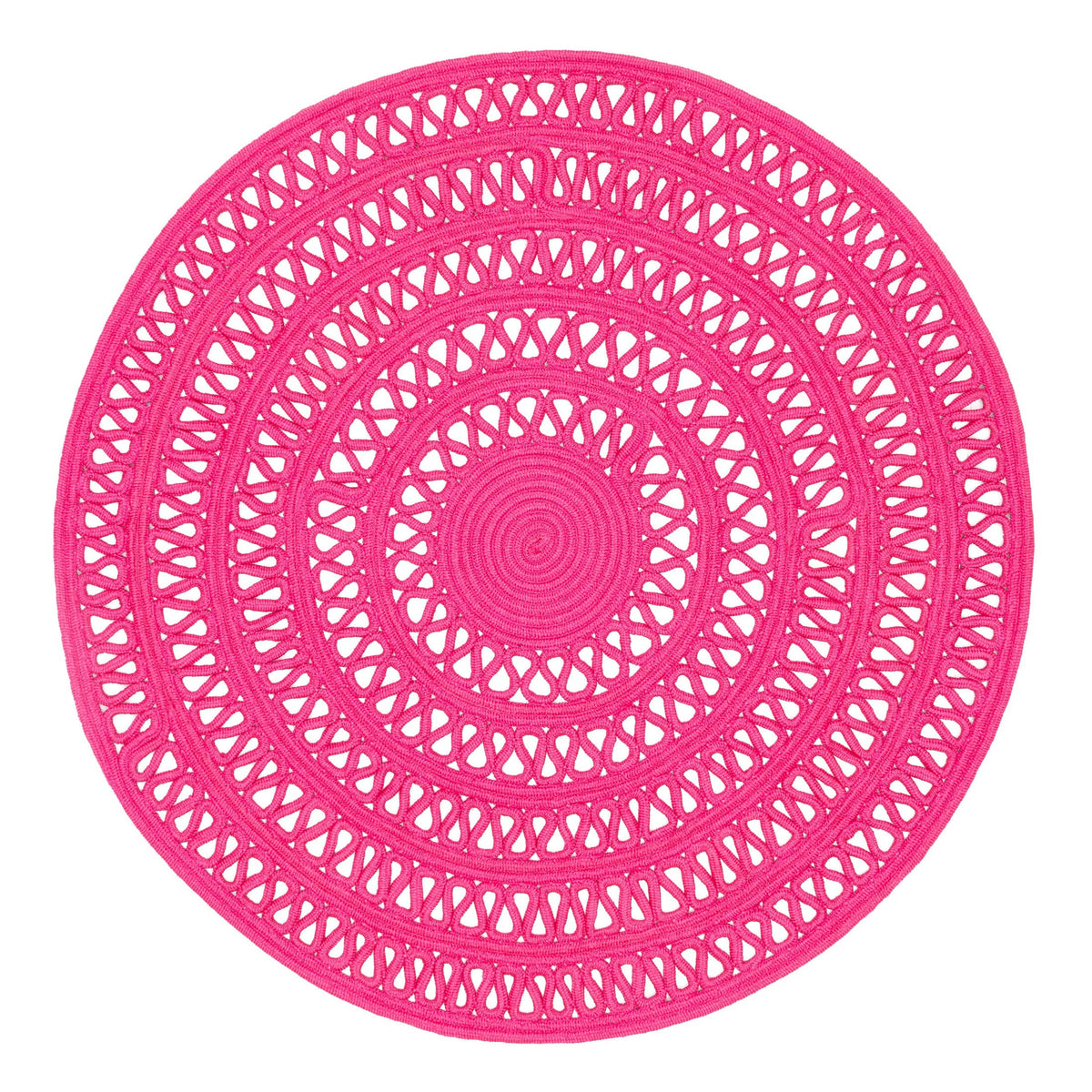 Bowline Handwoven Indoor/Outdoor Round Rug | Fuchsia