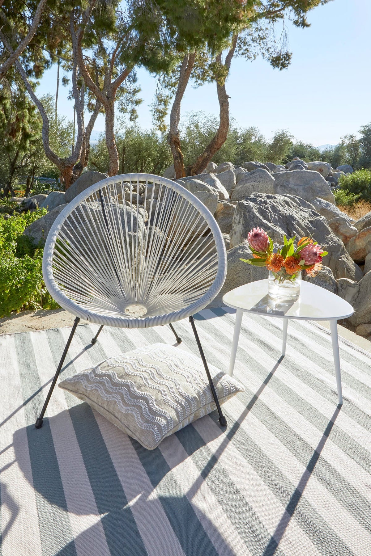 Catamaran Stripe Handwoven Indoor/Outdoor Rug | Light Blue/Ivory