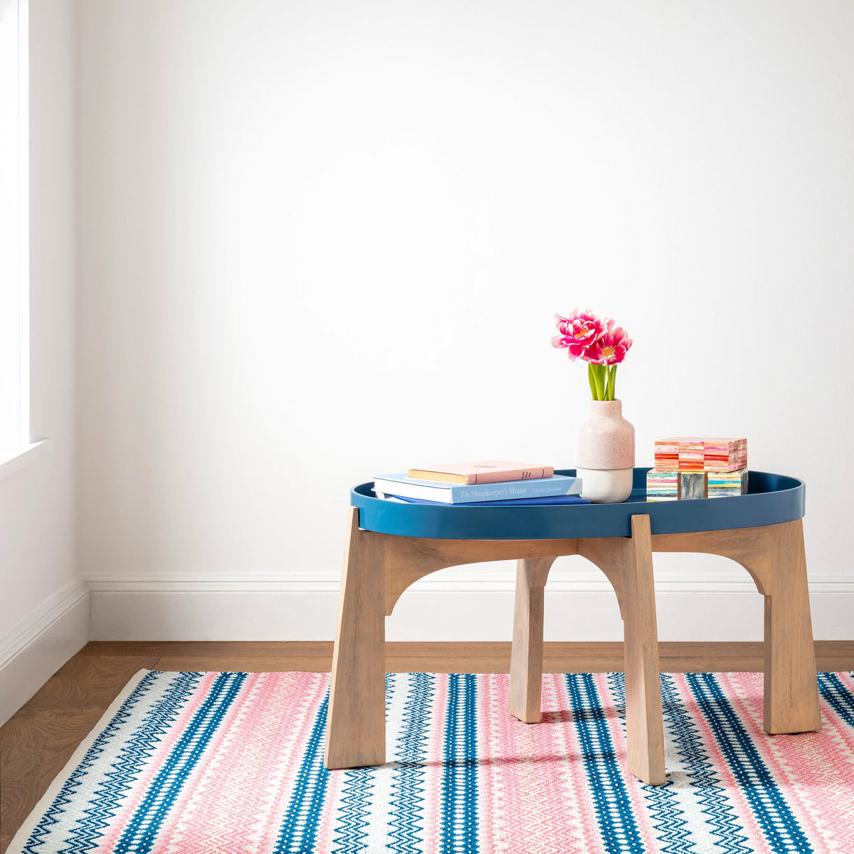 Zippie Stripe Handwoven Cotton Rug | Berry