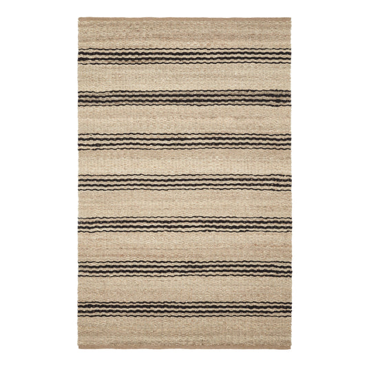 Jute Ticking Handwoven Rug | Black