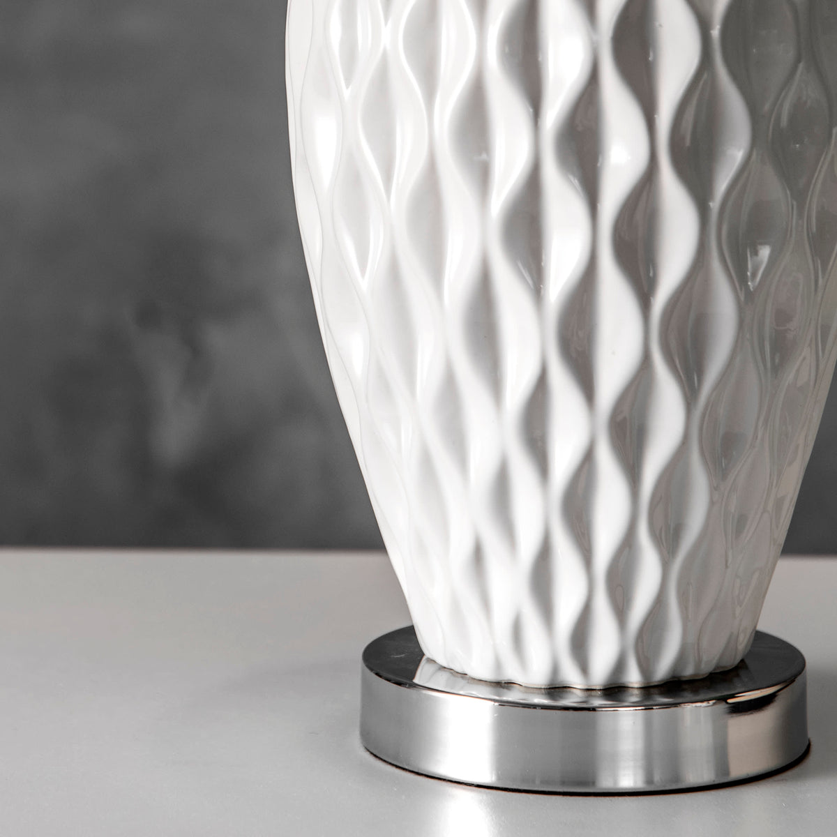 28-inch Diamante Textured Ceramic Table Lamp | Ivory