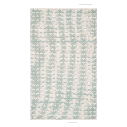 Zipper Handwoven Cotton Rug | Blue/Ivory