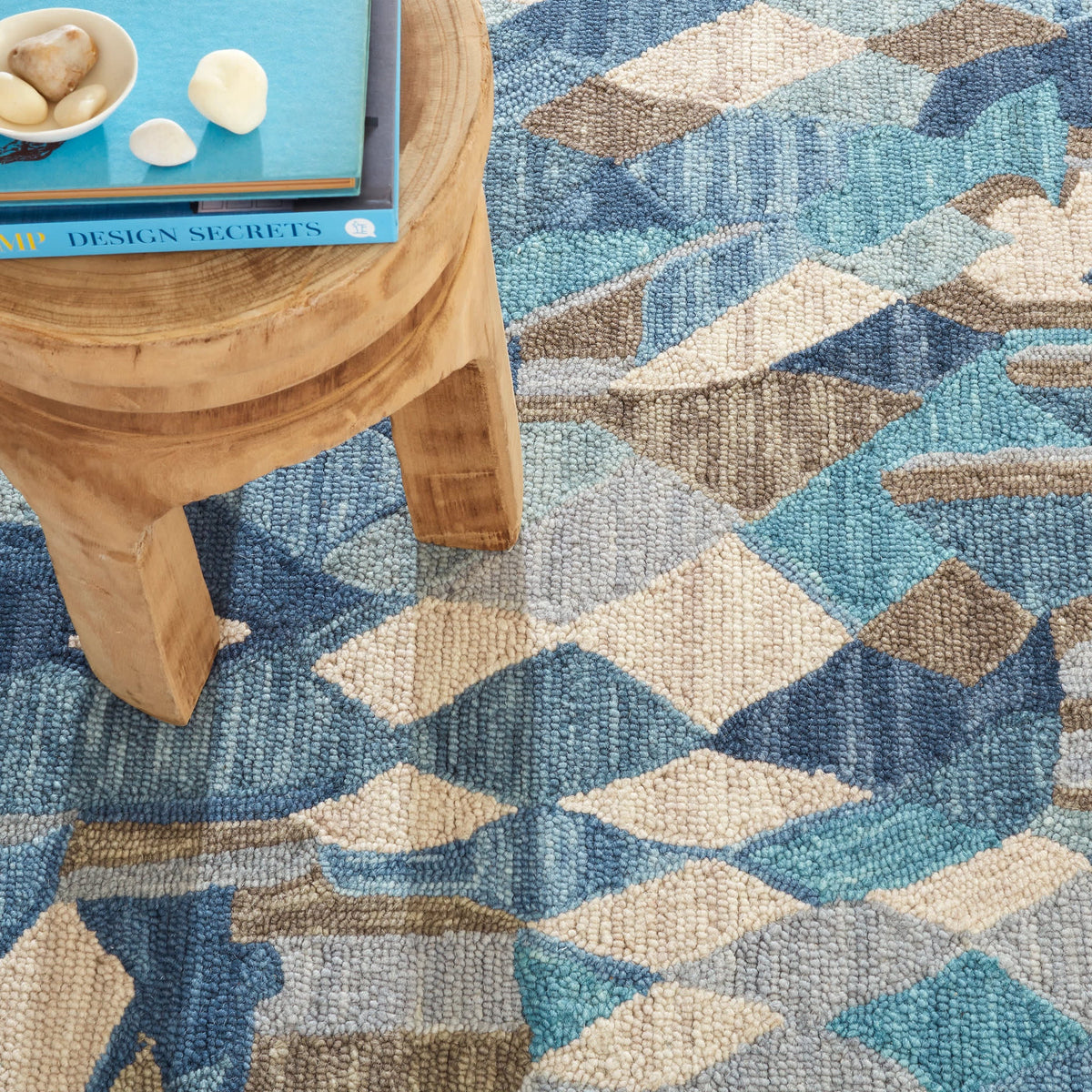 Deer Leap Hand Hooked Wool Rug | Blue