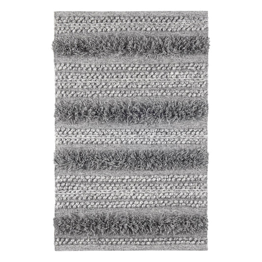 Zhara Stripe Handwoven Performance Rug | Grey