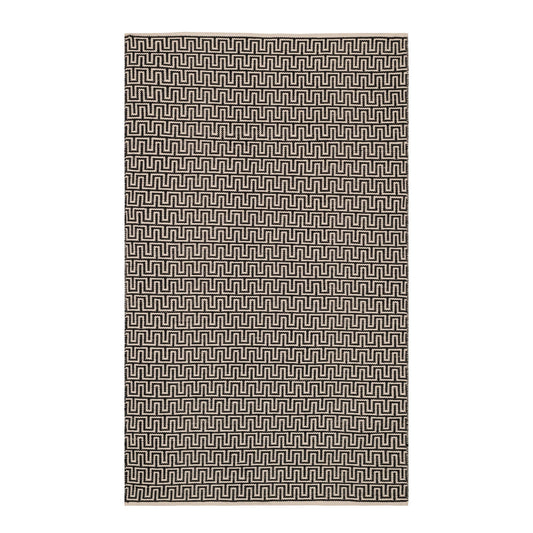 Zipper Handwoven Cotton Rug | Black/Ivory