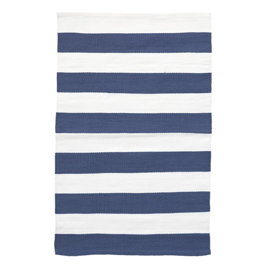 Catamaran Stripe Handwoven Indoor/Outdoor Rug | Denim/White