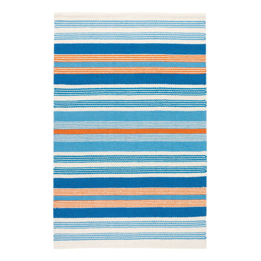 Wavy Stripe Handwoven Cotton Rug | Navy